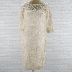 VINTAGE Dress Cocktail Lace Champaign Wedding Bridal Mother Bride Groom Midi 4